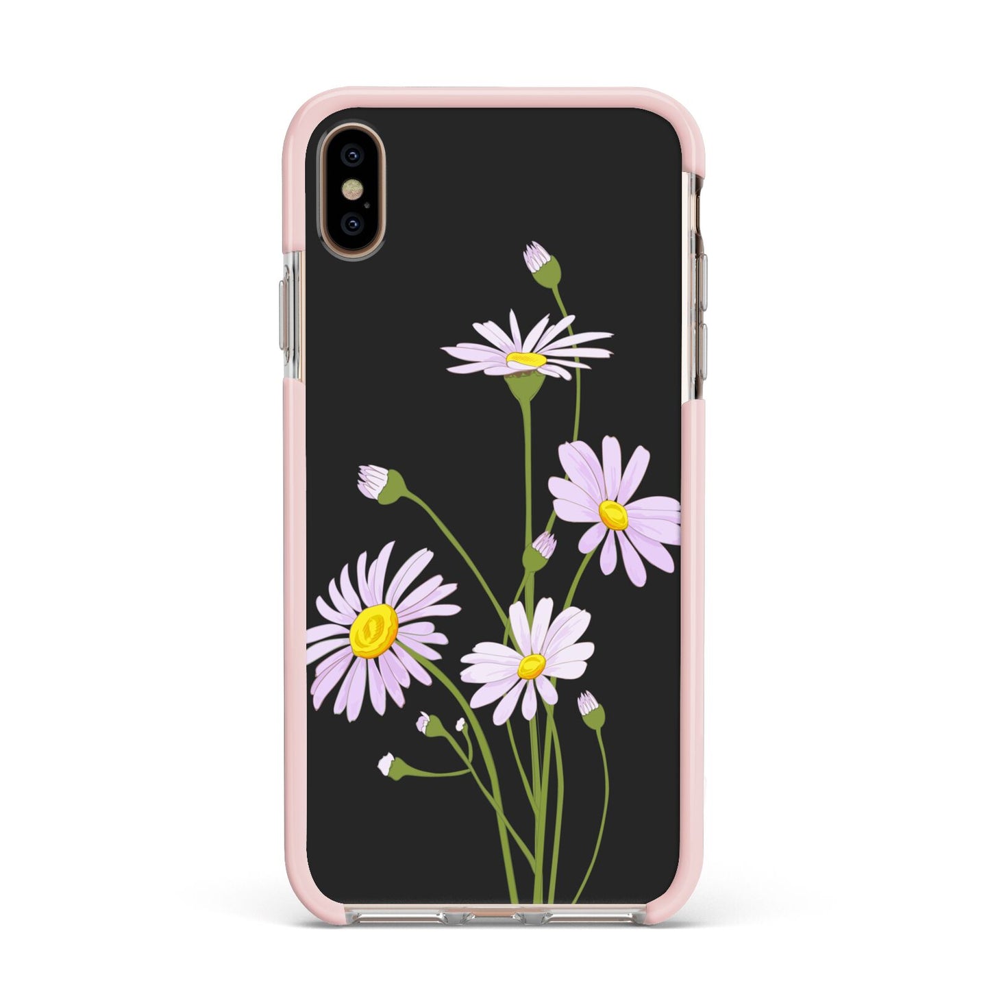 Wild Daisies Apple iPhone Xs Max Impact Case Pink Edge on Gold Phone