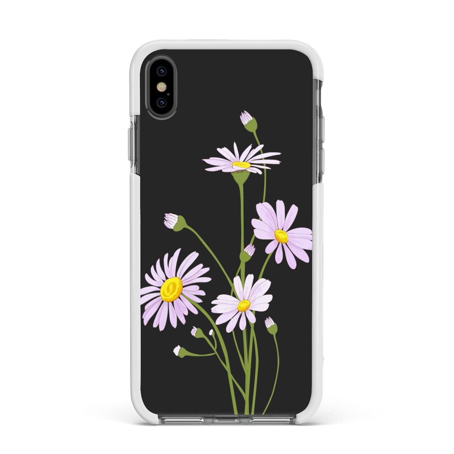 Wild Daisies Apple iPhone Xs Max Impact Case White Edge on Black Phone