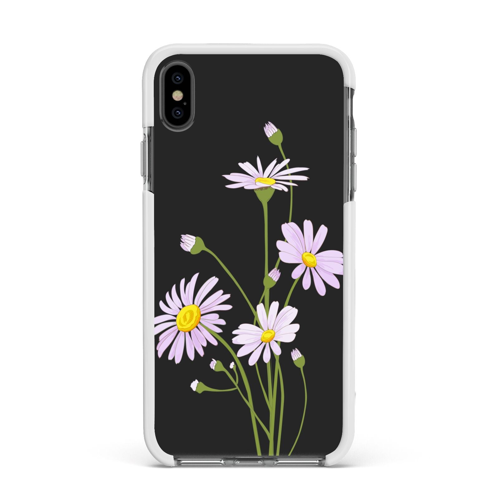 Wild Daisies Apple iPhone Xs Max Impact Case White Edge on Black Phone