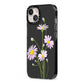 Wild Daisies iPhone 13 Black Impact Case Side Angle on Silver phone