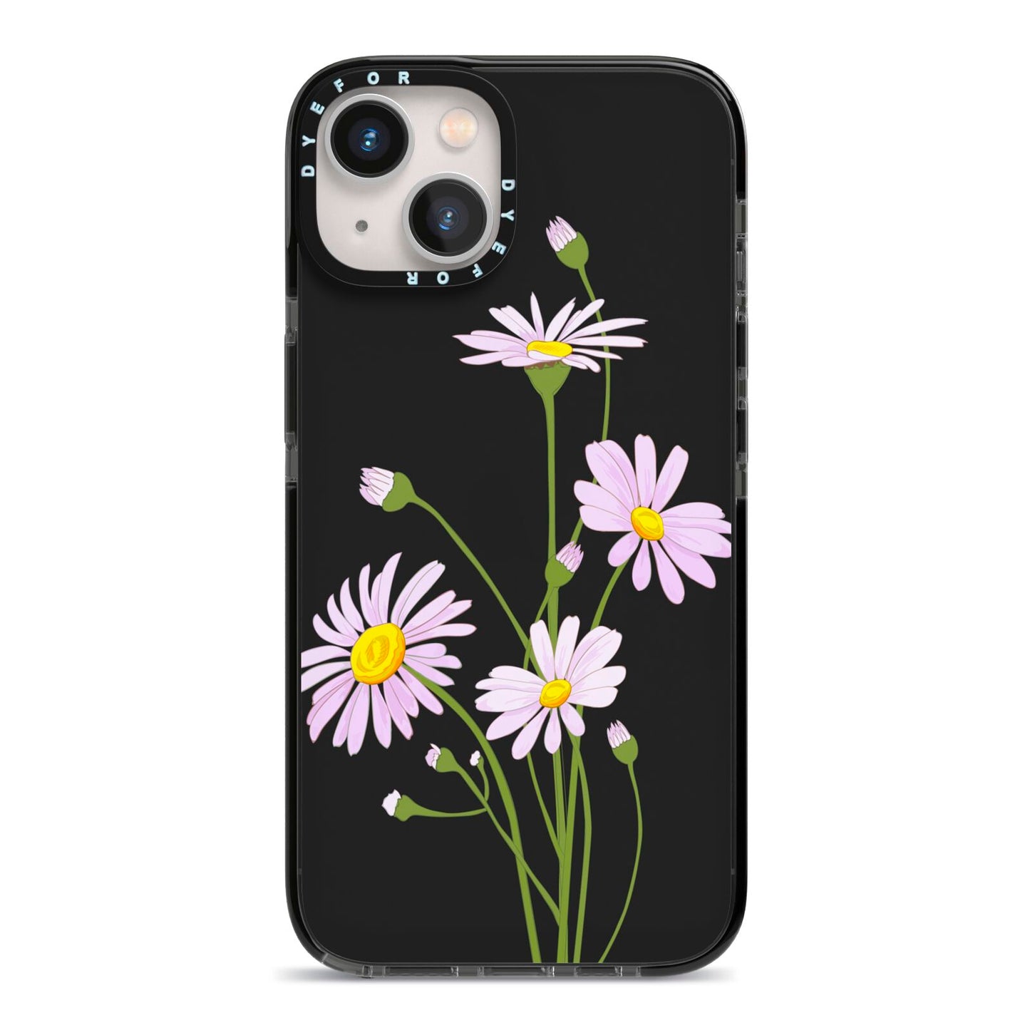 Wild Daisies iPhone 13 Black Impact Case on Silver phone