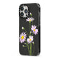 Wild Daisies iPhone 13 Pro Max Black Impact Case Side Angle on Silver phone