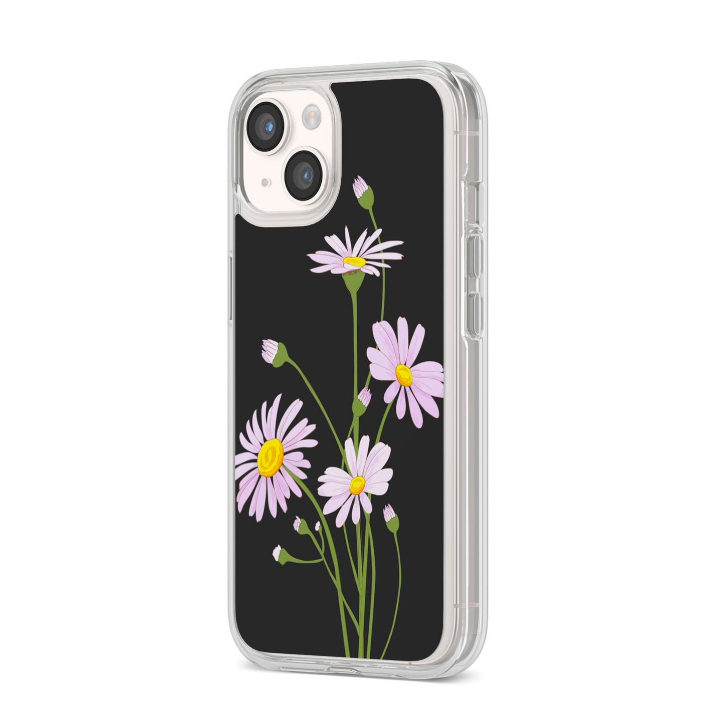 Wild Daisies iPhone 14 Clear Tough Case Starlight Angled Image