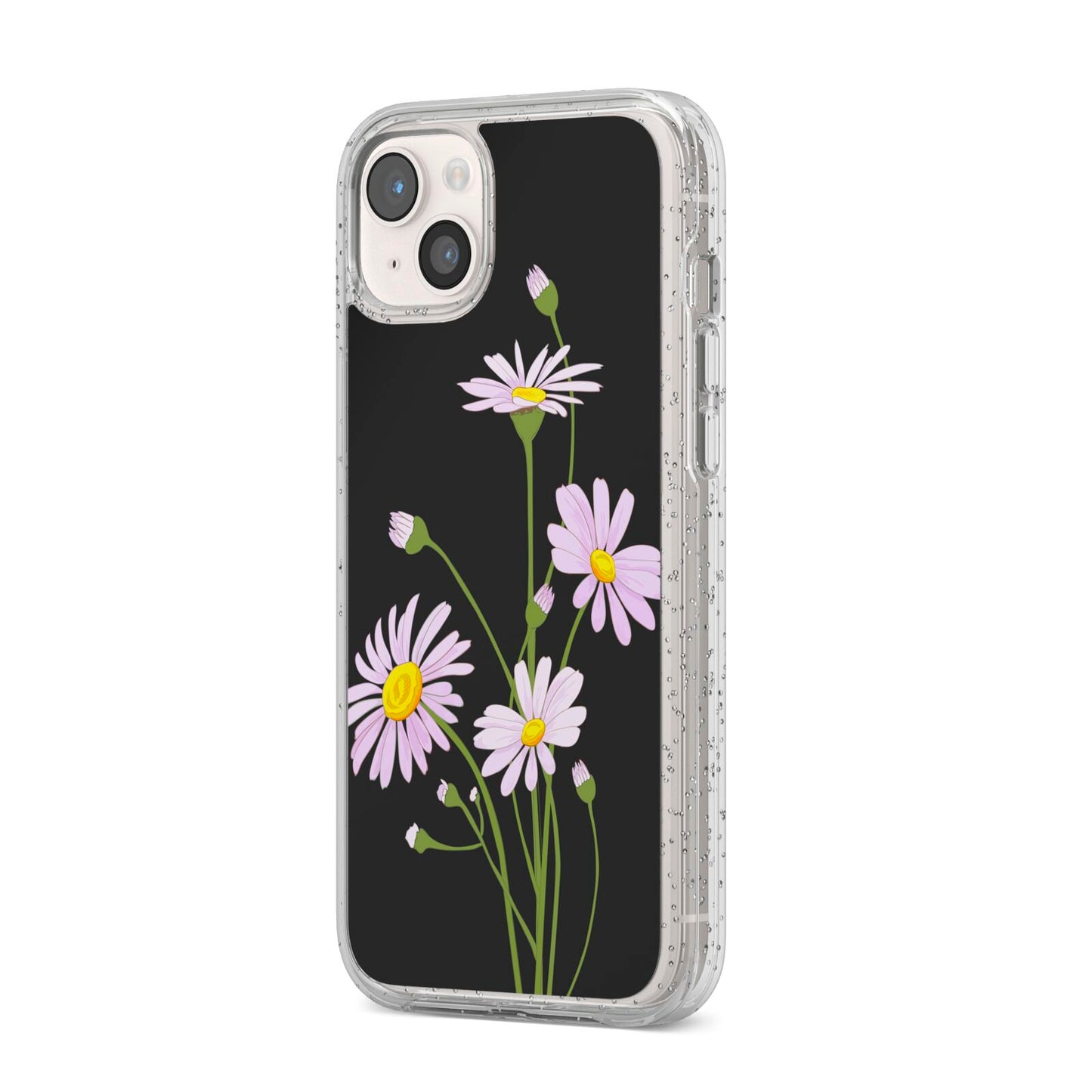 Wild Daisies iPhone 14 Plus Glitter Tough Case Starlight Angled Image
