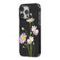 Wild Daisies iPhone 14 Pro Max Black Impact Case Side Angle on Silver phone