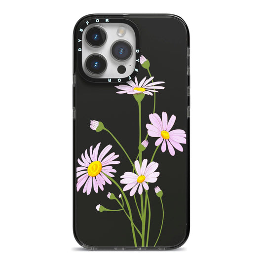 Wild Daisies iPhone 14 Pro Max Black Impact Case on Silver phone