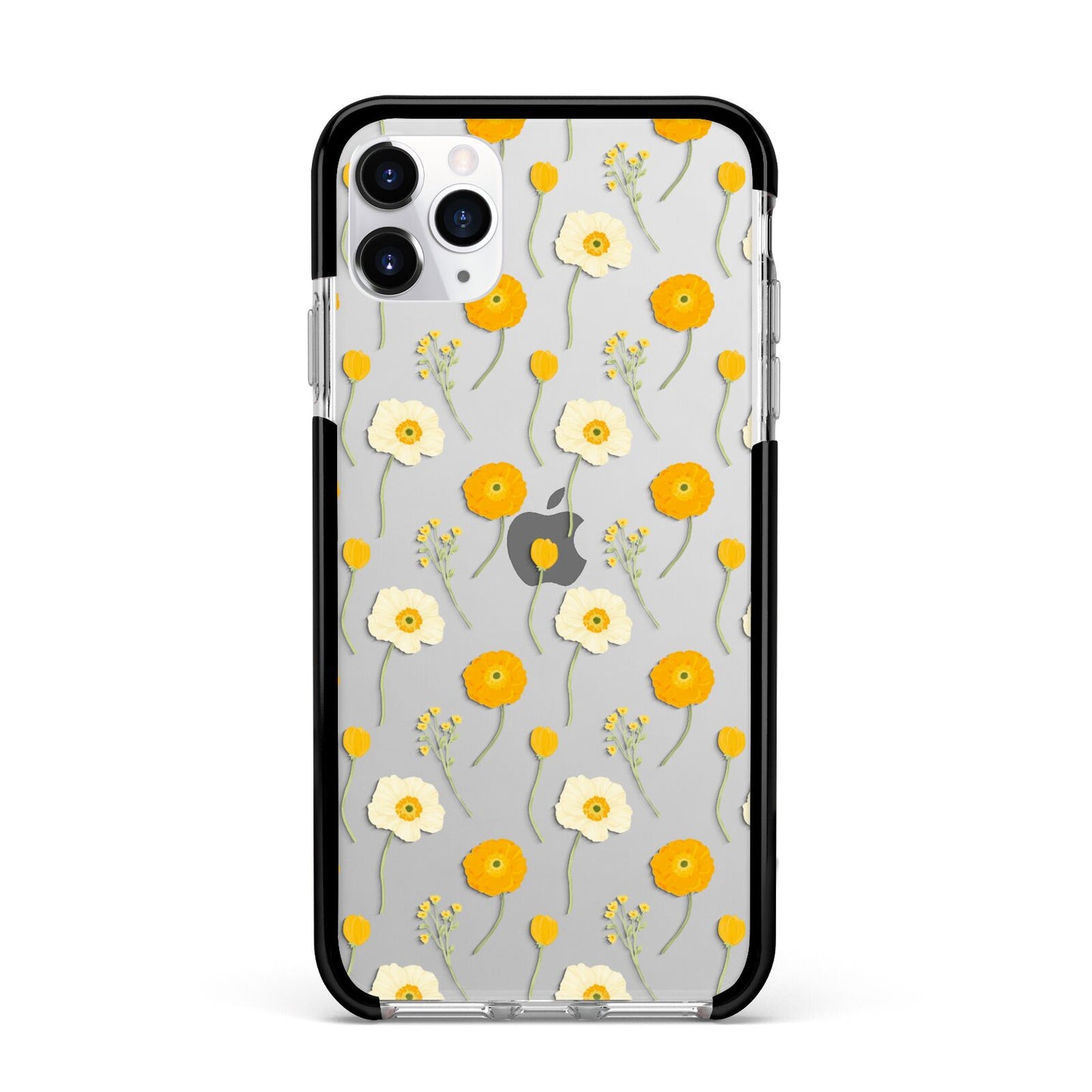 Wild Floral Apple iPhone 11 Pro Max in Silver with Black Impact Case