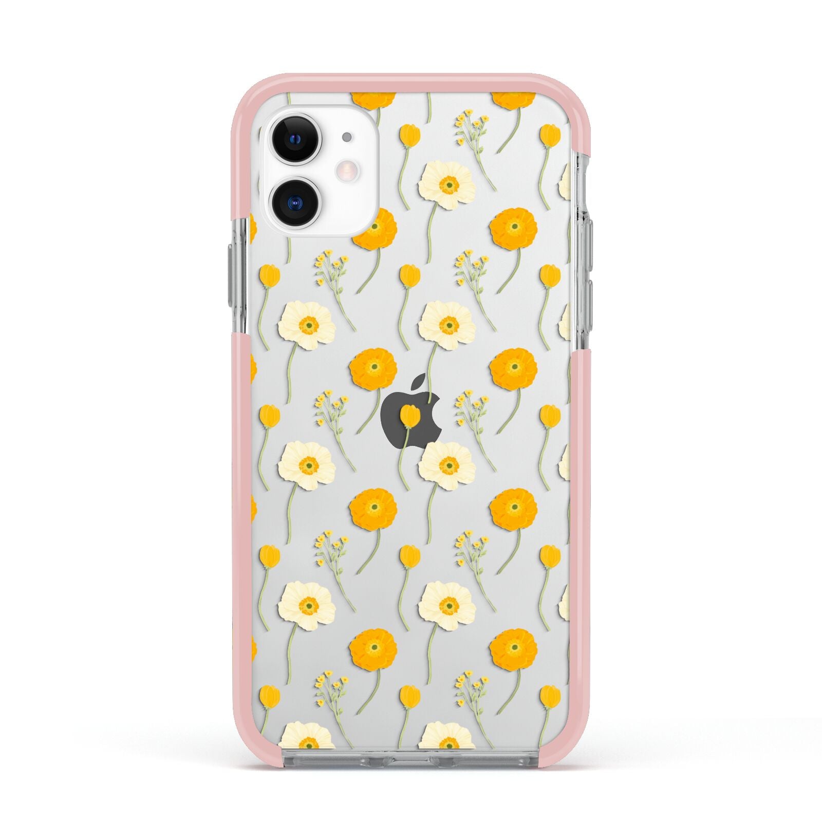 Wild Floral Apple iPhone 11 in White with Pink Impact Case