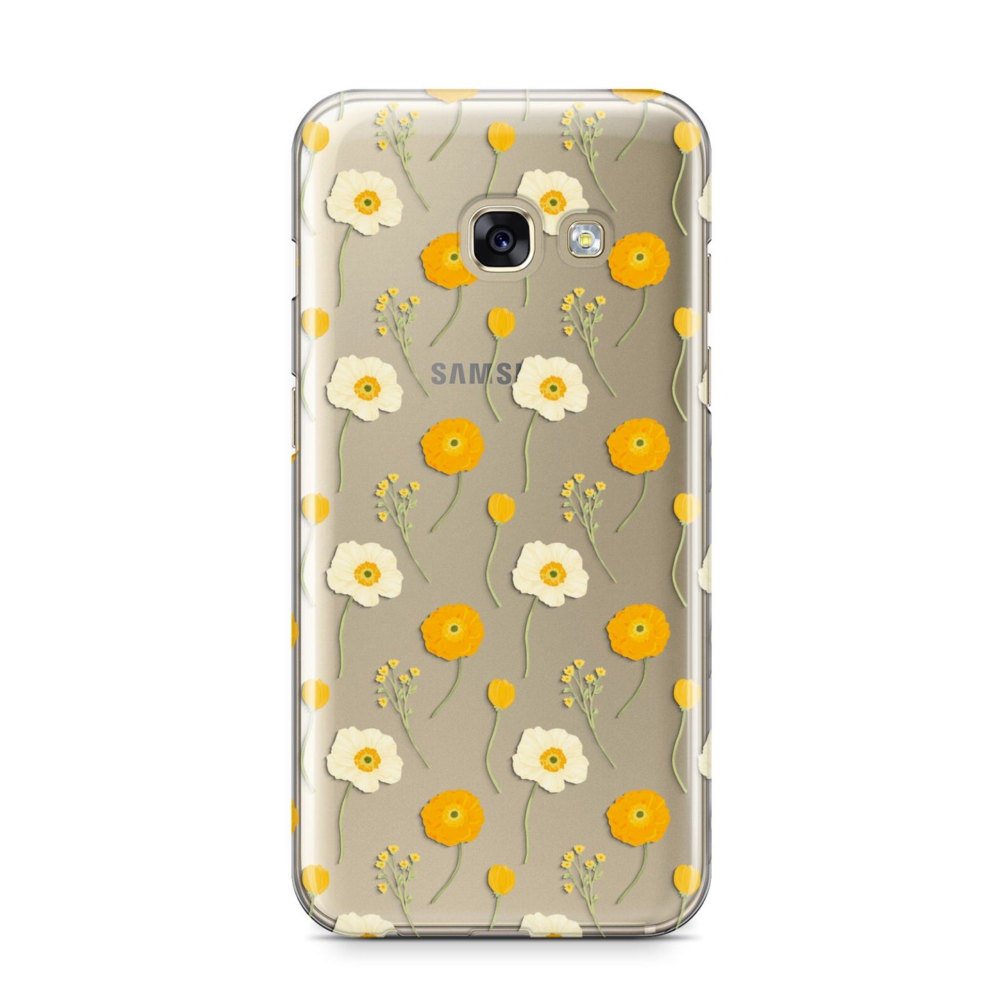 Wild Floral Samsung Galaxy A3 2017 Case on gold phone
