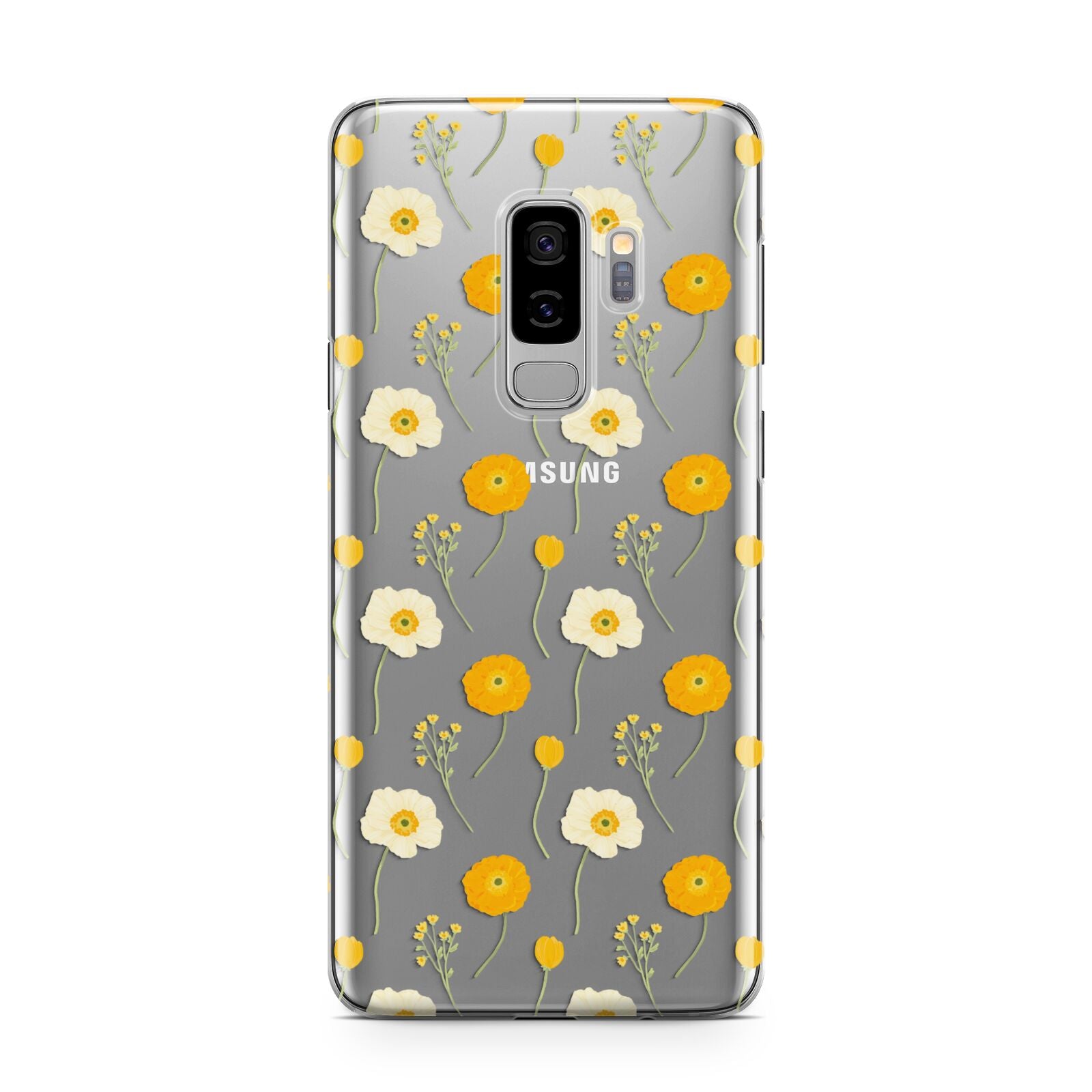 Wild Floral Samsung Galaxy S9 Plus Case on Silver phone