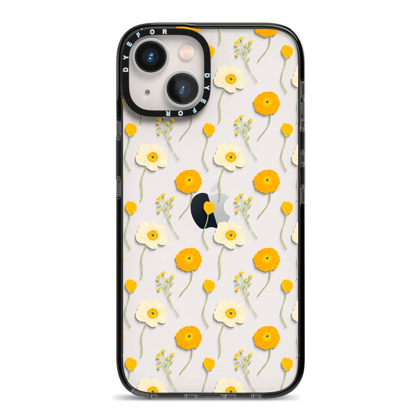 Wild Floral iPhone 13 Black Impact Case on Silver phone