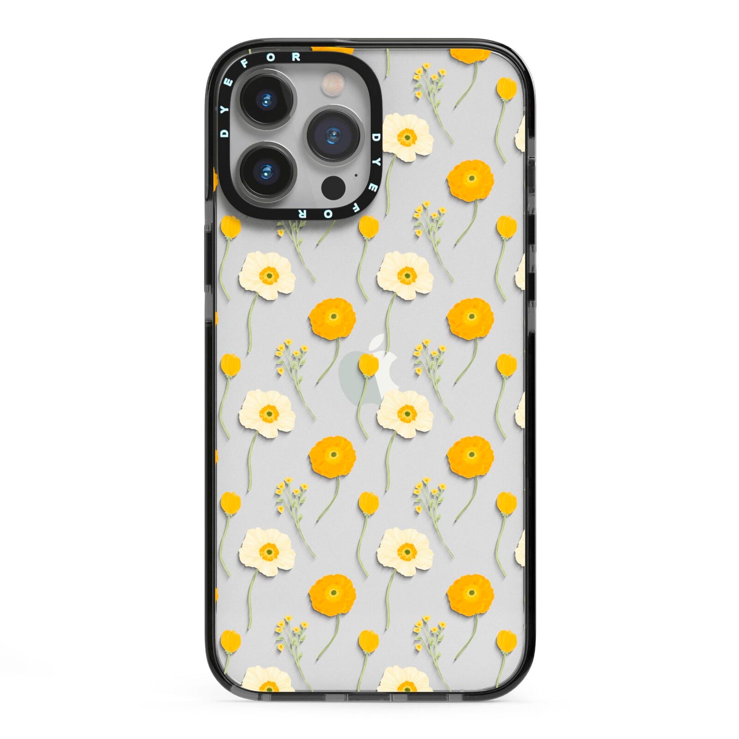 Wild Floral iPhone 13 Pro Max Black Impact Case on Silver phone
