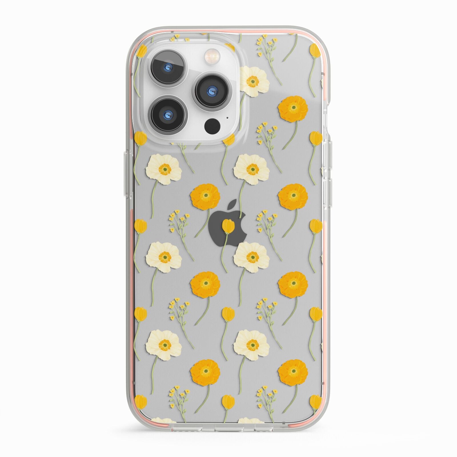 Wild Floral iPhone 13 Pro TPU Impact Case with Pink Edges