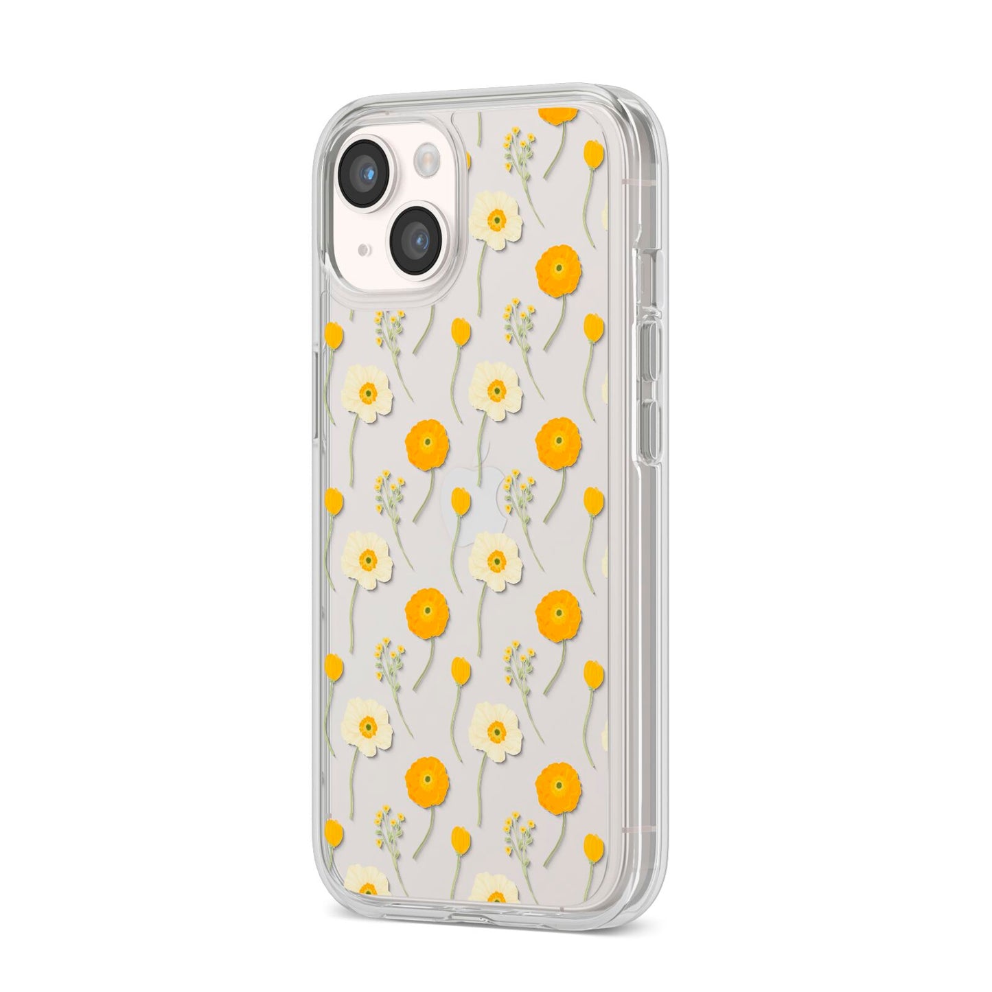 Wild Floral iPhone 14 Clear Tough Case Starlight Angled Image