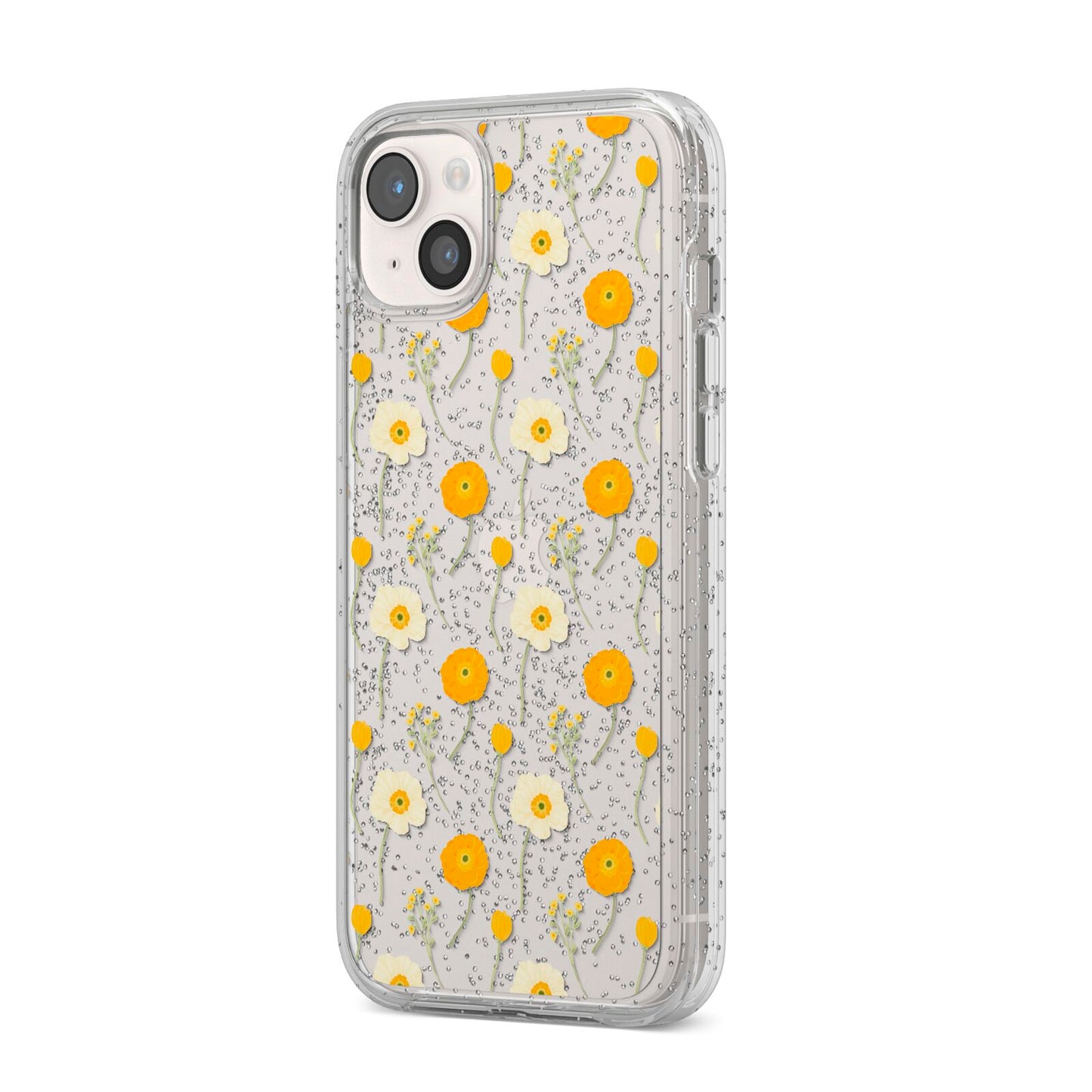 Wild Floral iPhone 14 Plus Glitter Tough Case Starlight Angled Image
