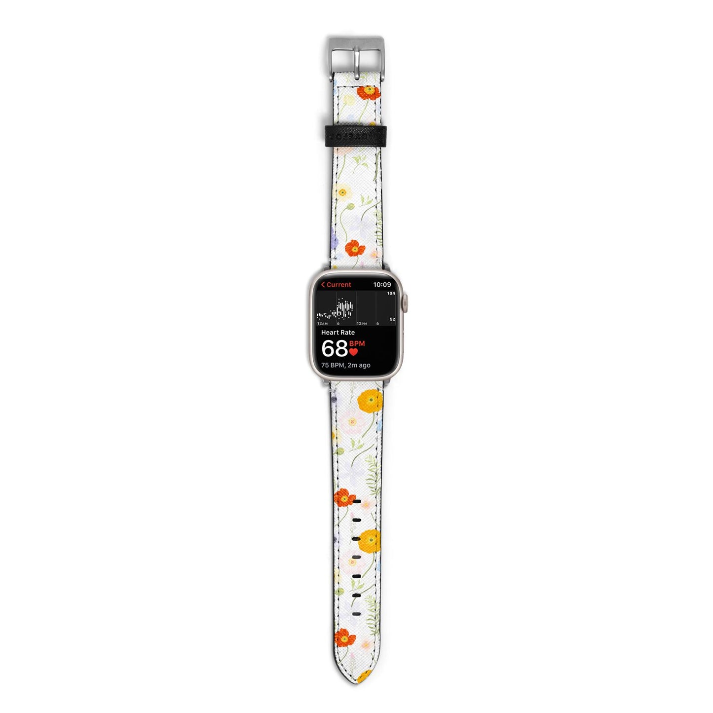 Wild Flower Apple Watch Strap Size 38mm with Silver Hardware