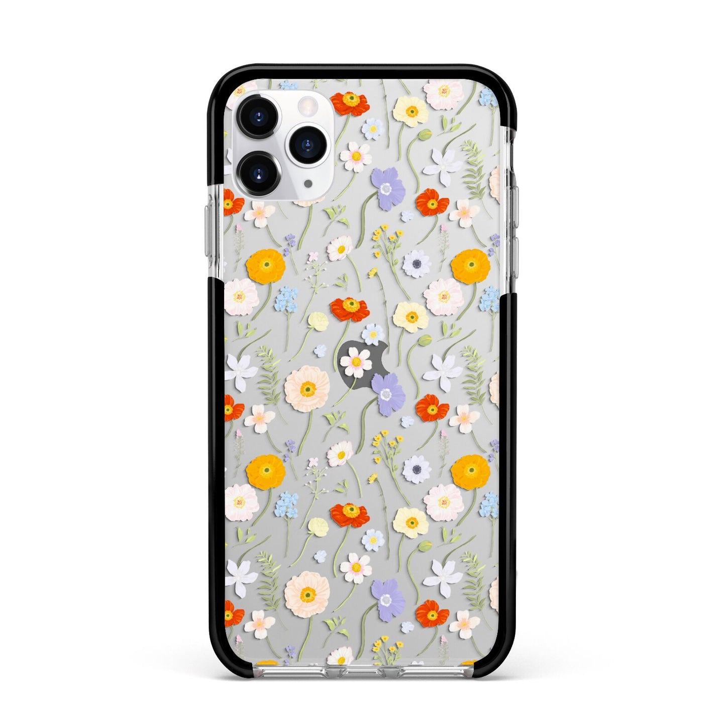 Wild Flower Apple iPhone 11 Pro Max in Silver with Black Impact Case