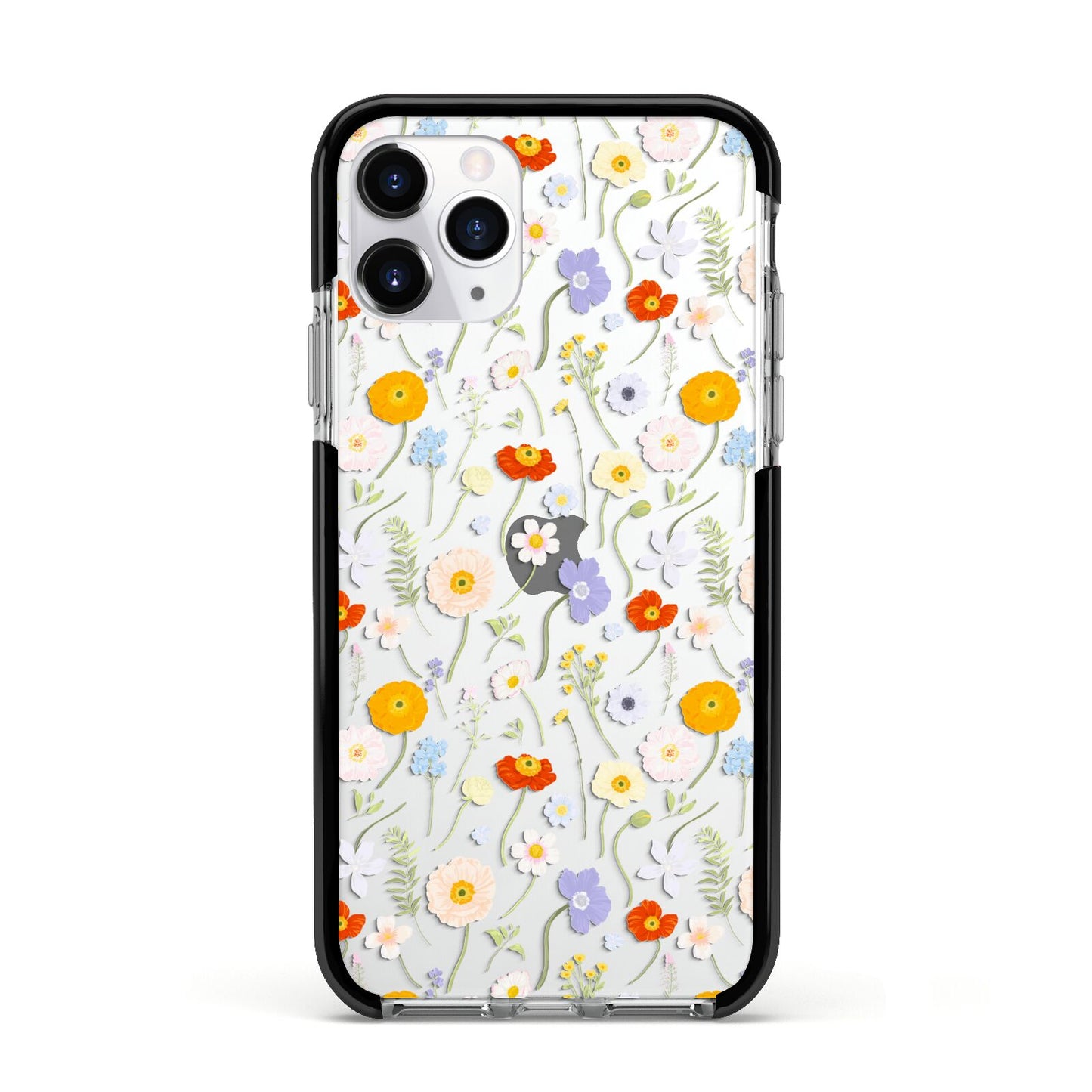 Wild Flower Apple iPhone 11 Pro in Silver with Black Impact Case