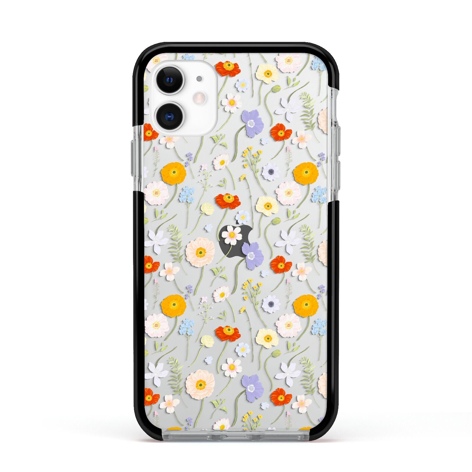 Wild Flower Apple iPhone 11 in White with Black Impact Case