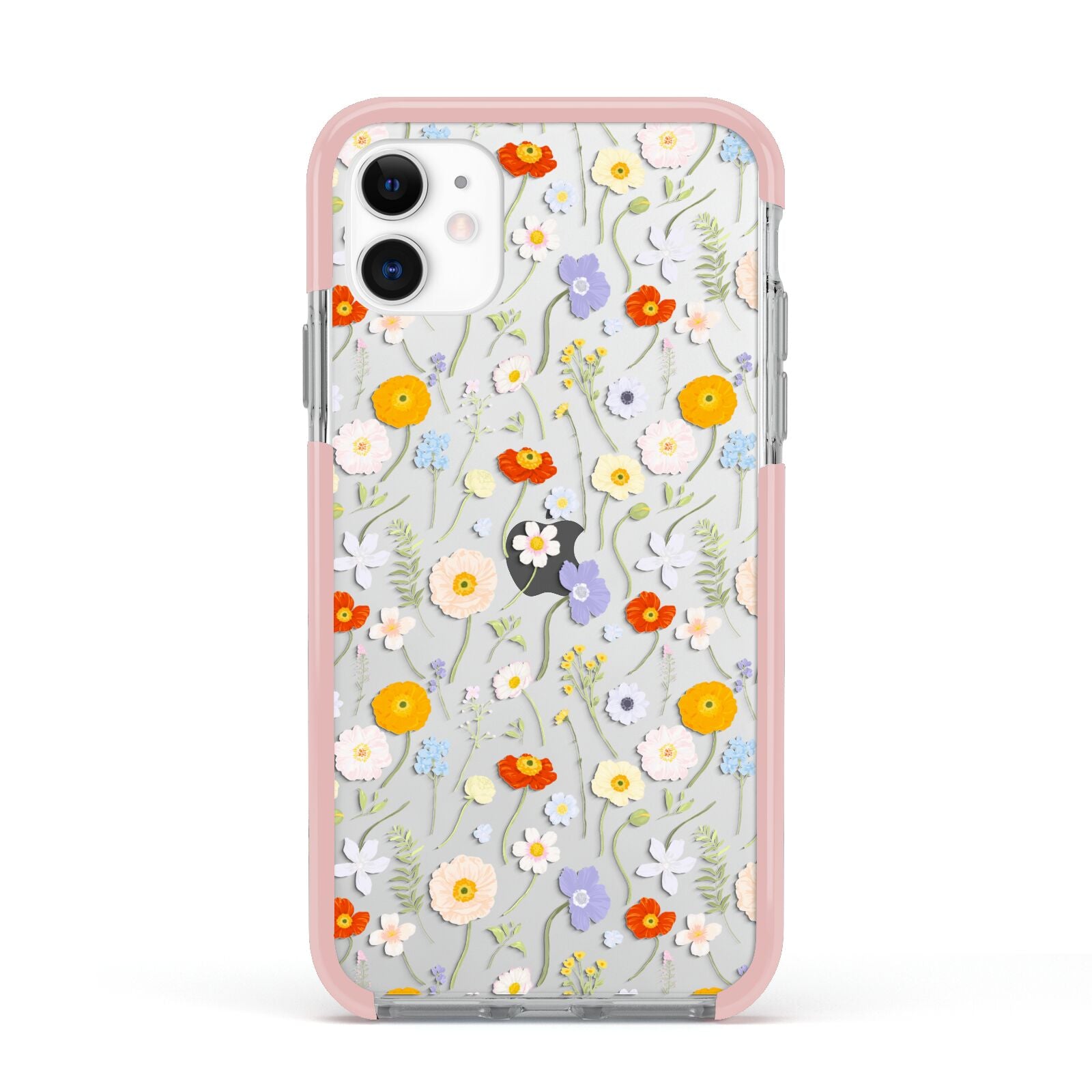 Wild Flower Apple iPhone 11 in White with Pink Impact Case