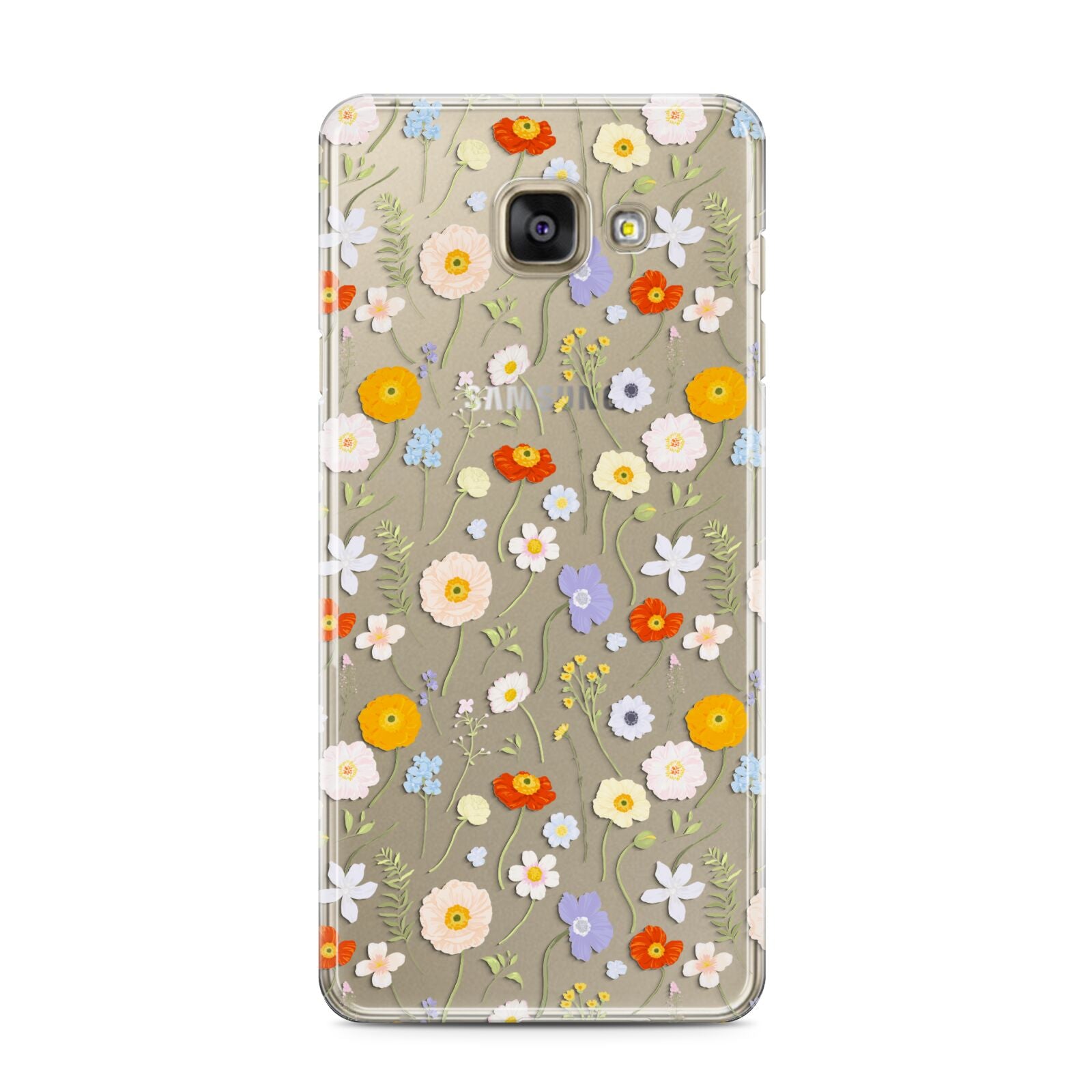 Wild Flower Samsung Galaxy A3 2016 Case on gold phone