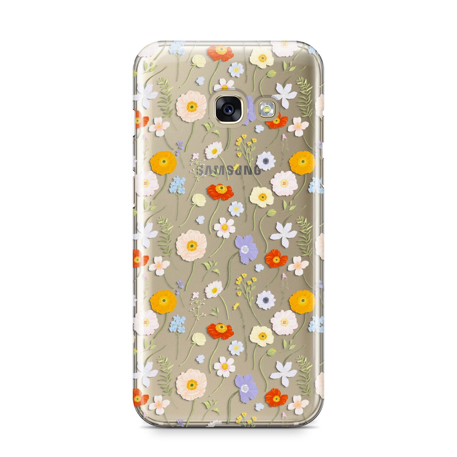Wild Flower Samsung Galaxy A3 2017 Case on gold phone