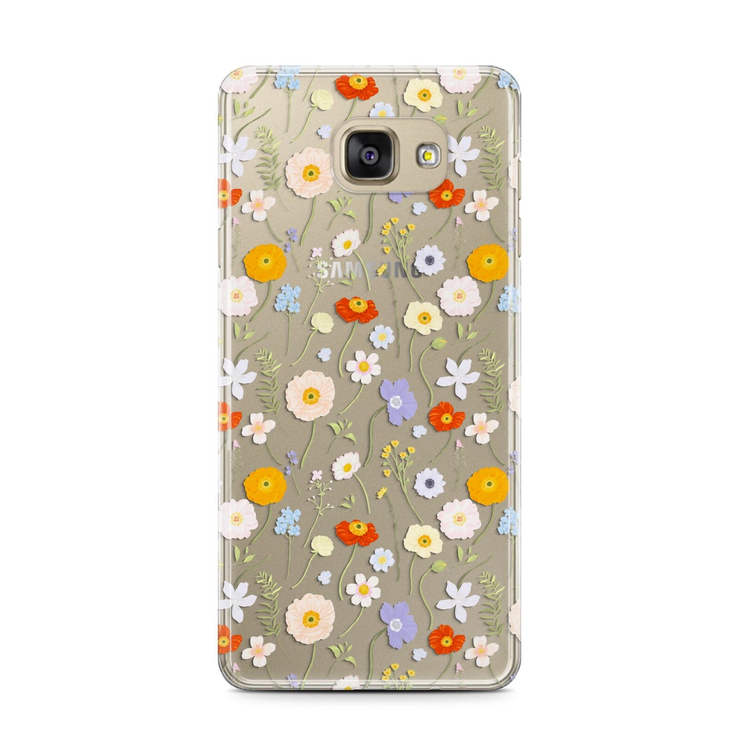 Wild Flower Samsung Galaxy A7 2016 Case on gold phone