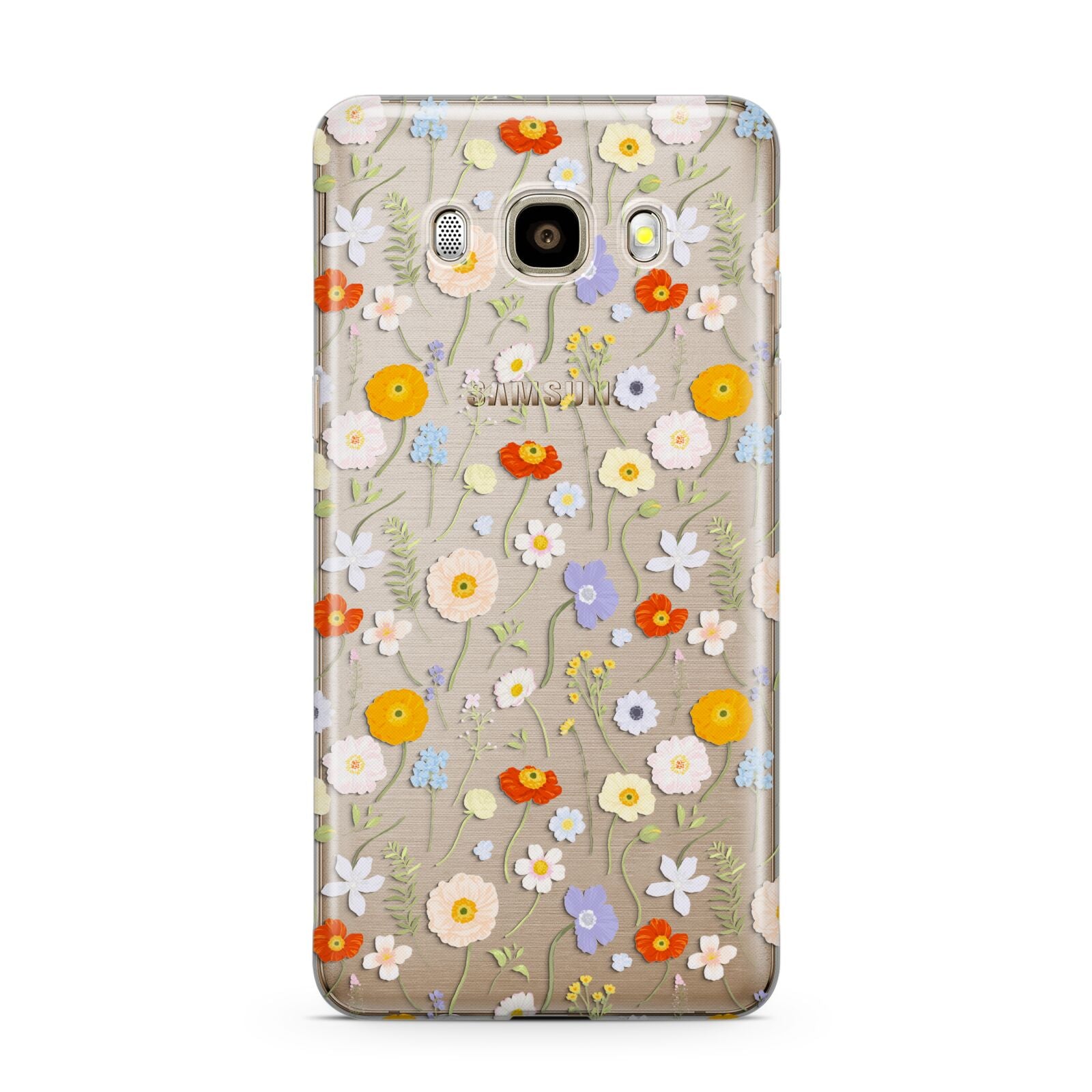 Wild Flower Samsung Galaxy J7 2016 Case on gold phone