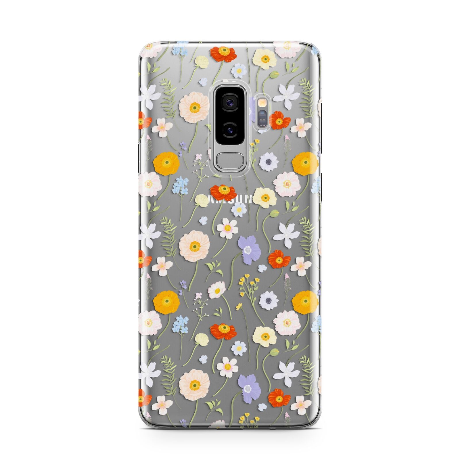 Wild Flower Samsung Galaxy S9 Plus Case on Silver phone