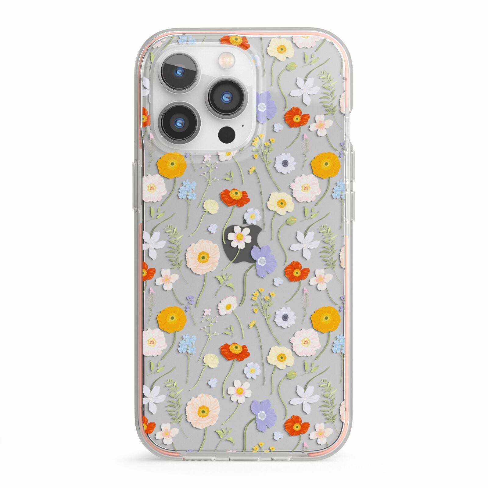 Wild Flower iPhone 13 Pro TPU Impact Case with Pink Edges