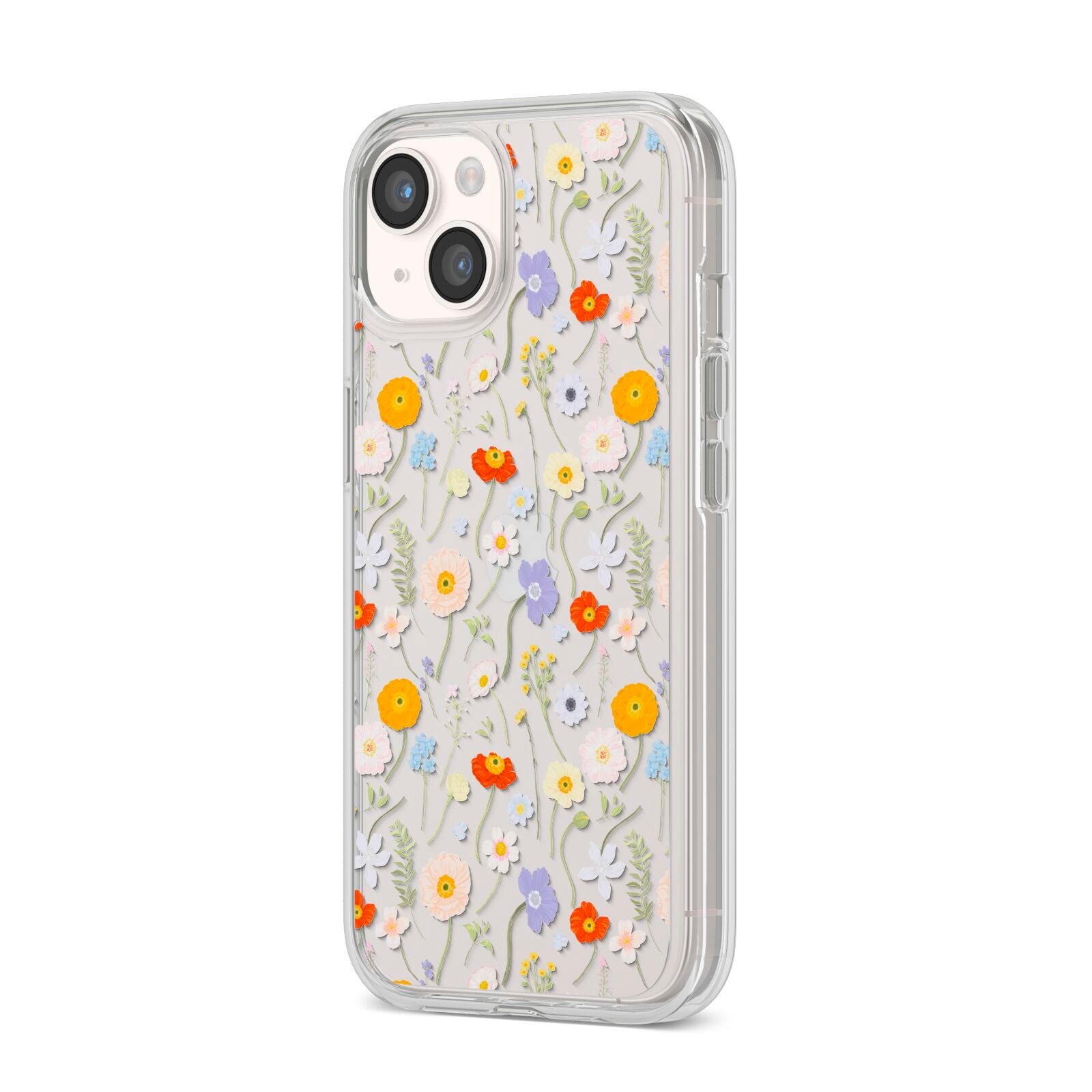 Wild Flower iPhone 14 Clear Tough Case Starlight Angled Image