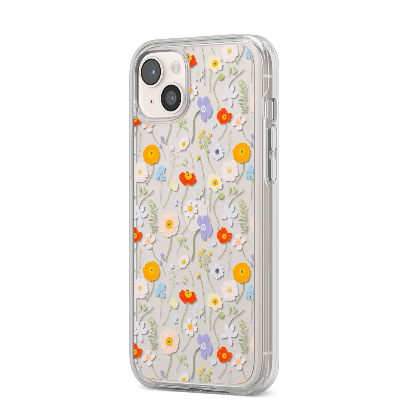 Wild Flower iPhone 14 Plus Clear Tough Case Starlight Angled Image