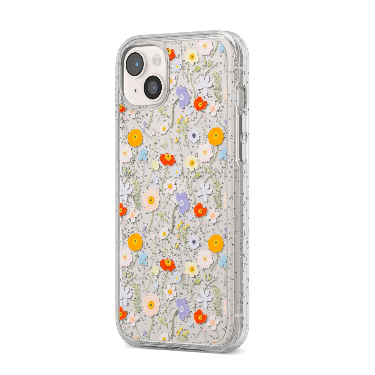 Wild Flower iPhone 14 Plus Glitter Tough Case Starlight Angled Image