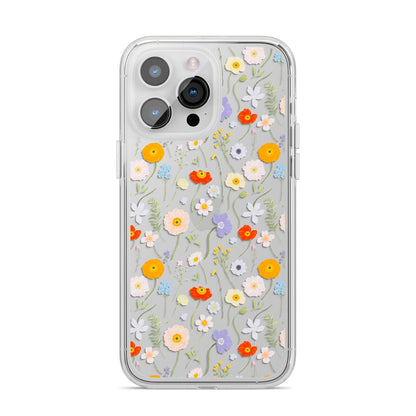 Wild Flower iPhone 14 Pro Max Clear Tough Case Silver