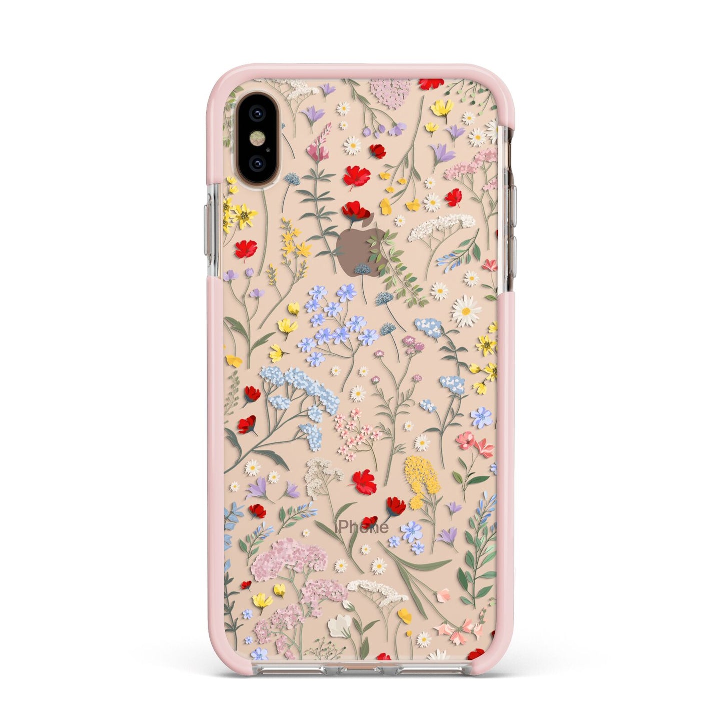 Wild Flowers Apple iPhone Xs Max Impact Case Pink Edge on Gold Phone
