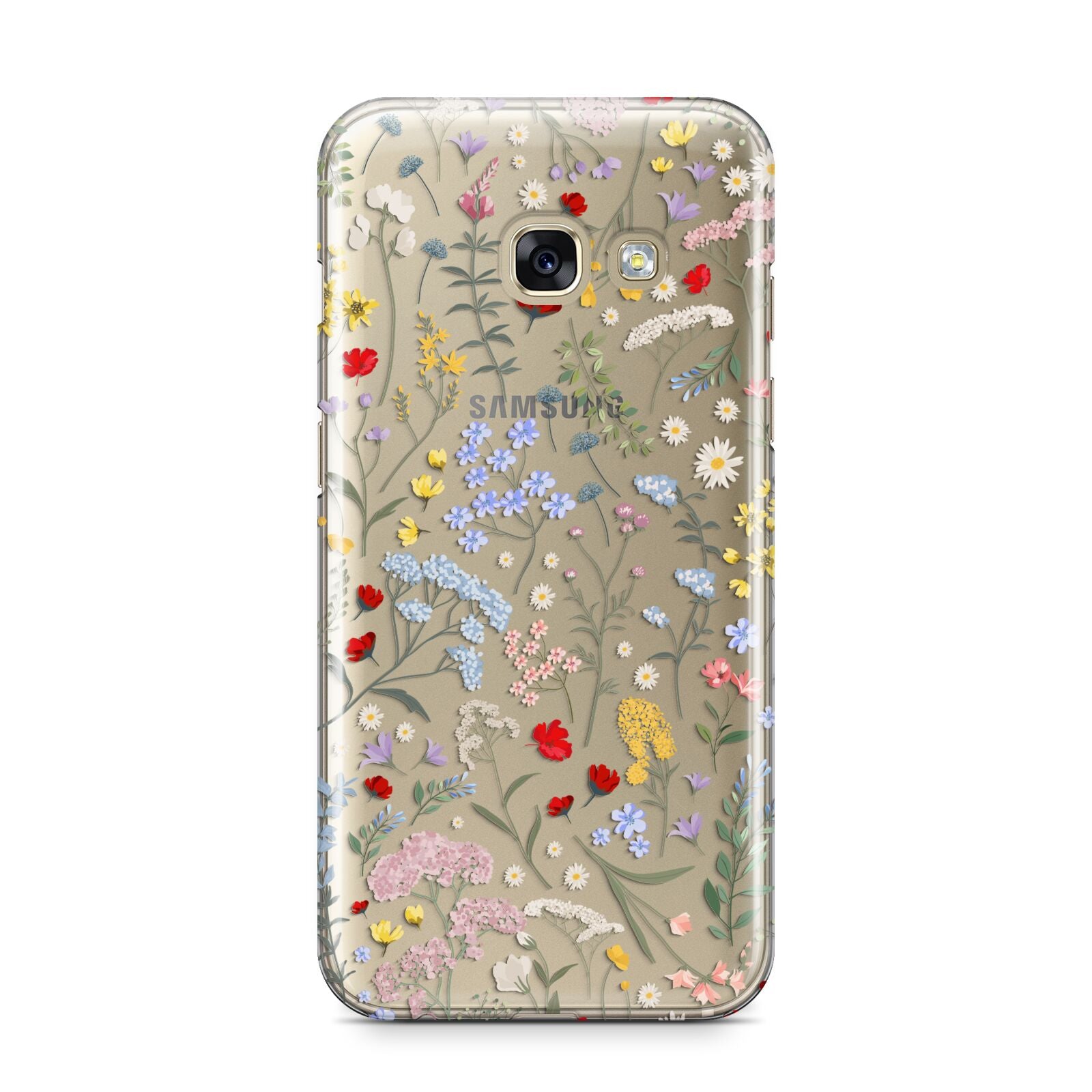 Wild Flowers Samsung Galaxy A3 2017 Case on gold phone