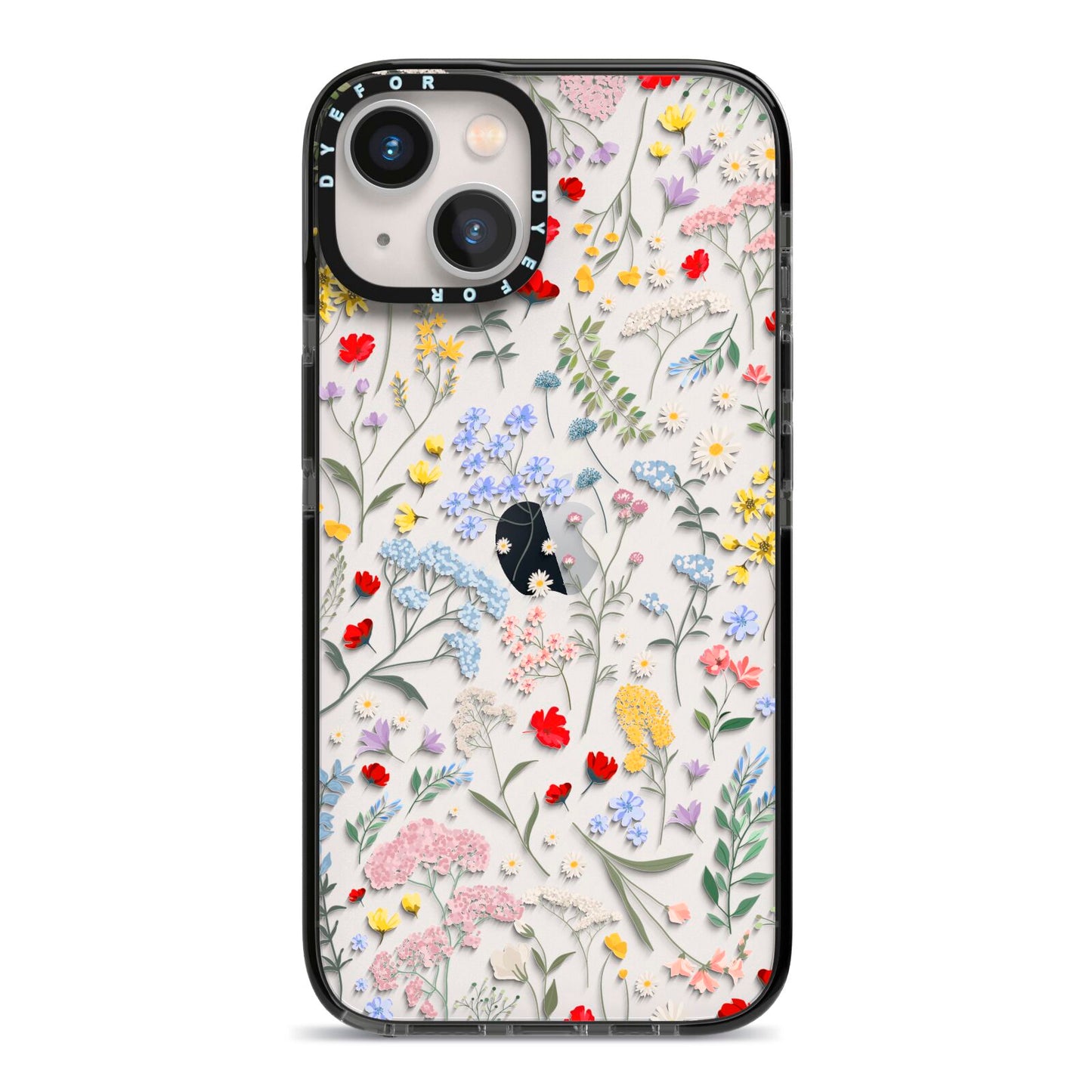 Wild Flowers iPhone 13 Black Impact Case on Silver phone