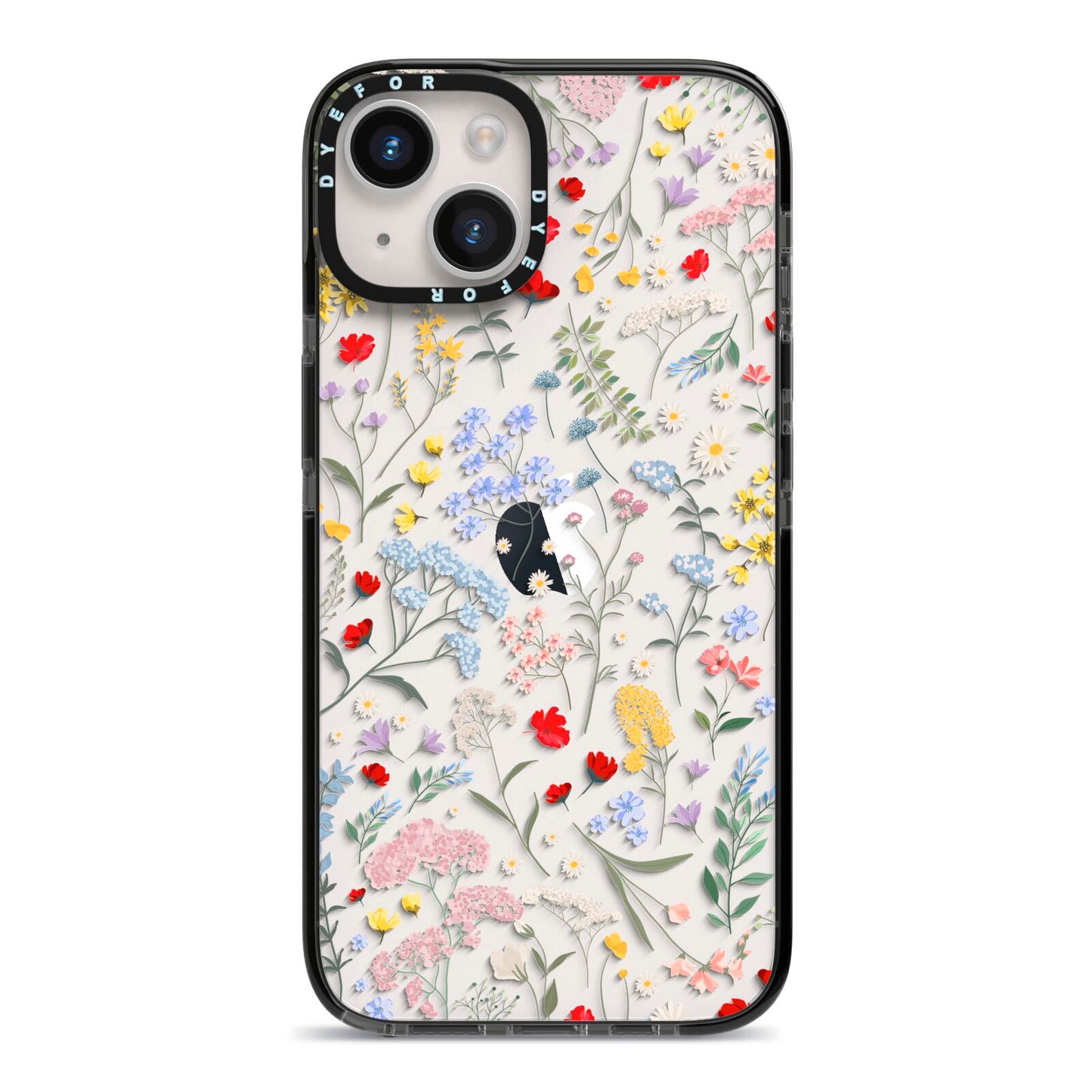 Wild Flowers iPhone 14 Black Impact Case on Silver phone