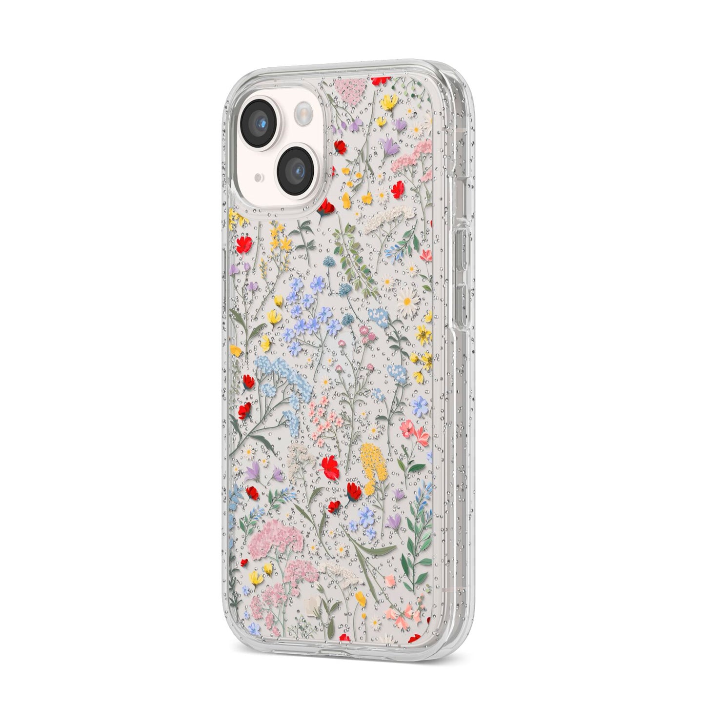 Wild Flowers iPhone 14 Glitter Tough Case Starlight Angled Image