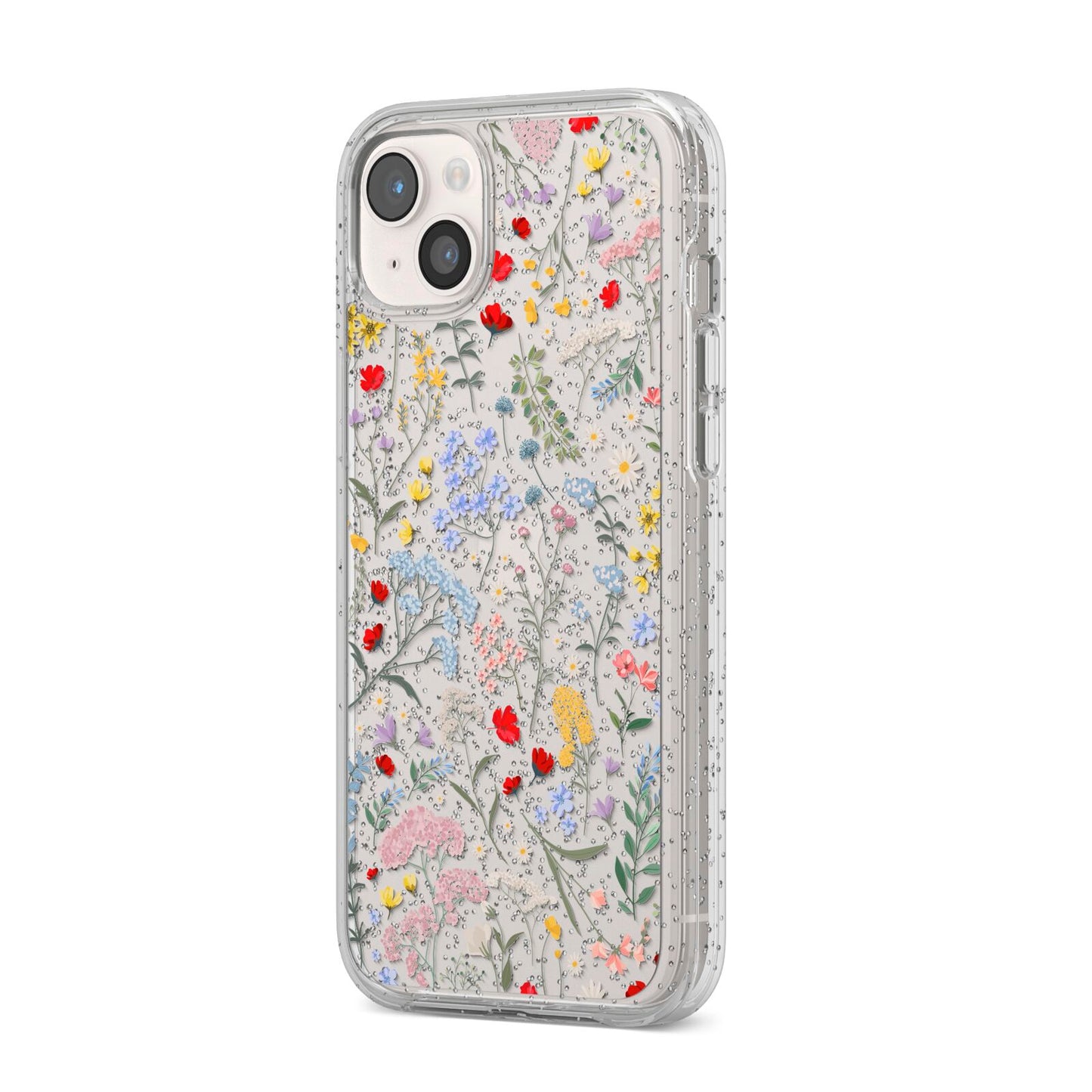 Wild Flowers iPhone 14 Plus Glitter Tough Case Starlight Angled Image