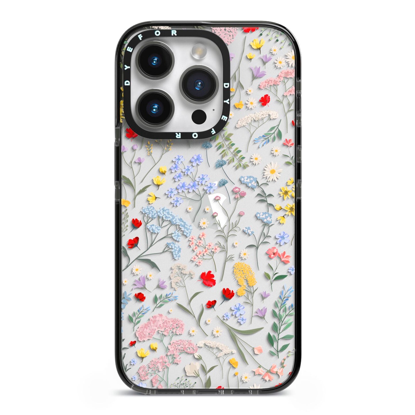 Wild Flowers iPhone 14 Pro Black Impact Case on Silver phone