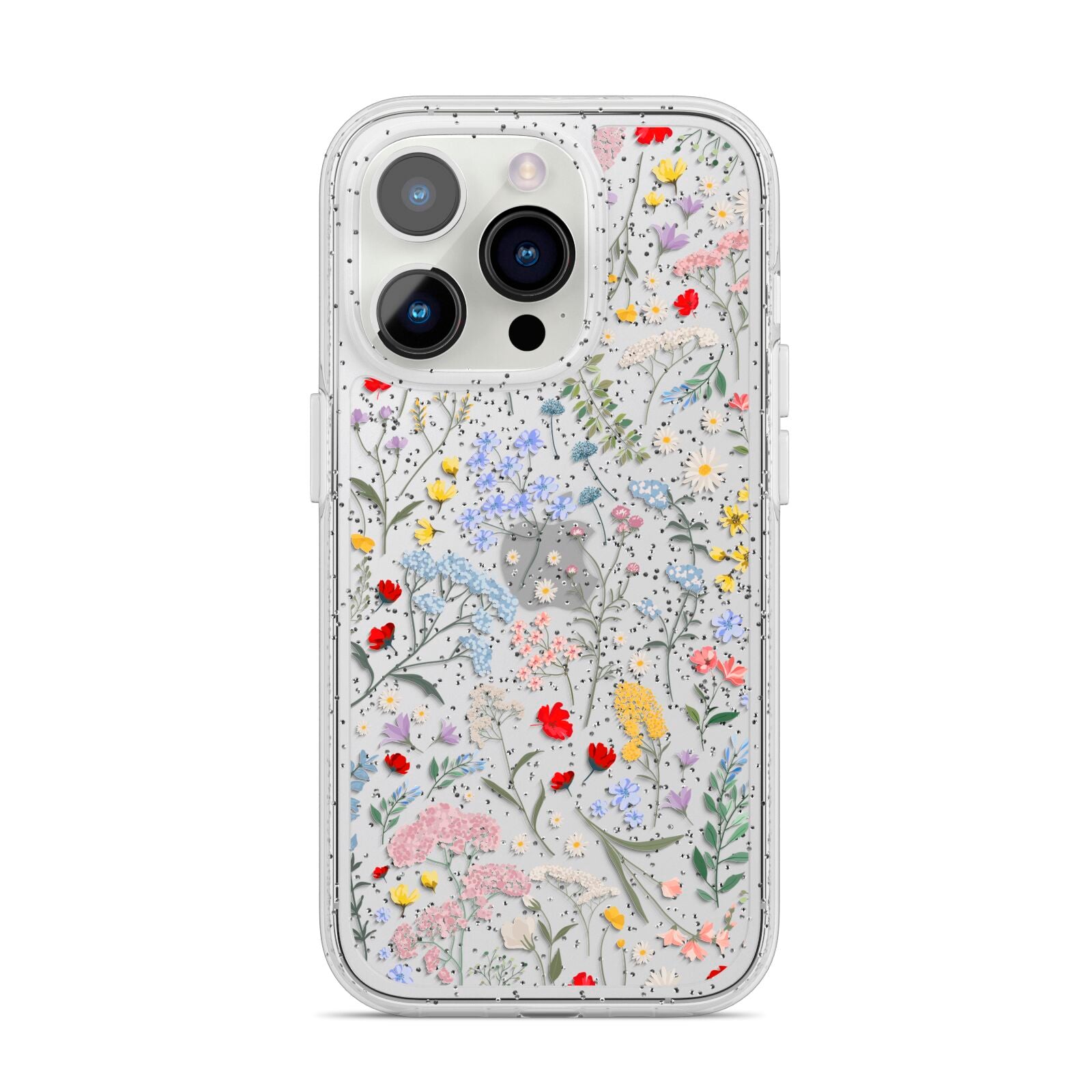 Wild Flowers iPhone 14 Pro Glitter Tough Case Silver