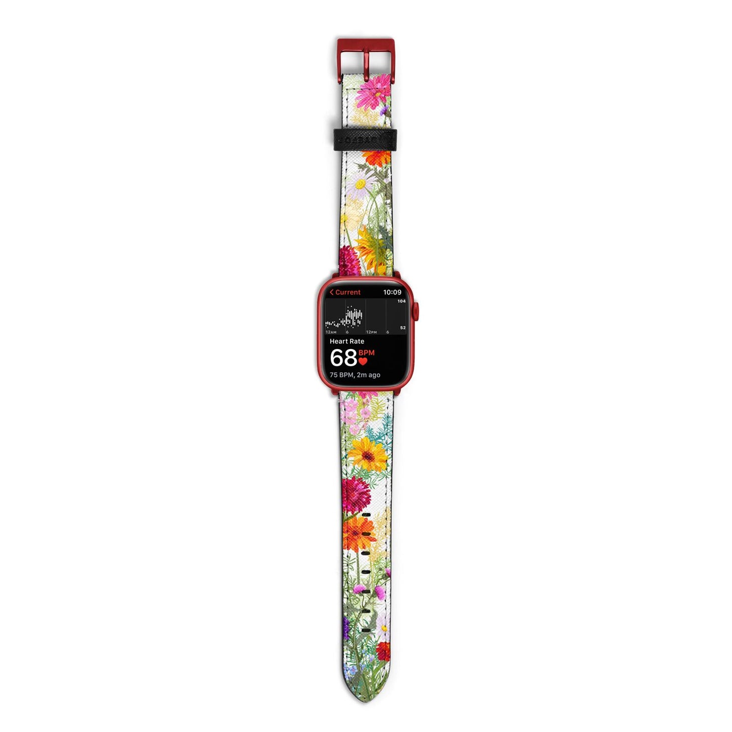 Wildflower Apple Watch Strap Size 38mm with Red Hardware