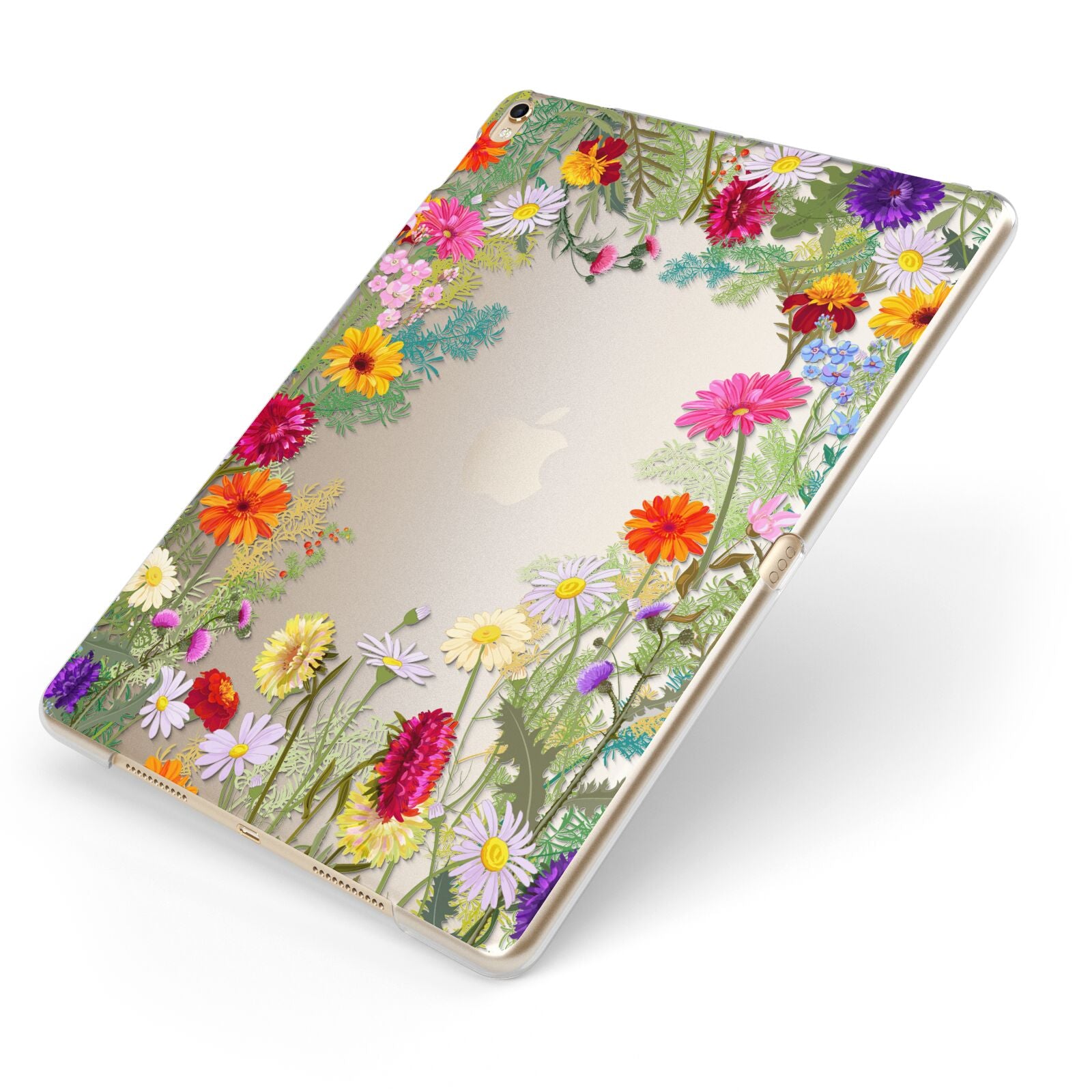 Wildflower Apple iPad Case on Gold iPad Side View