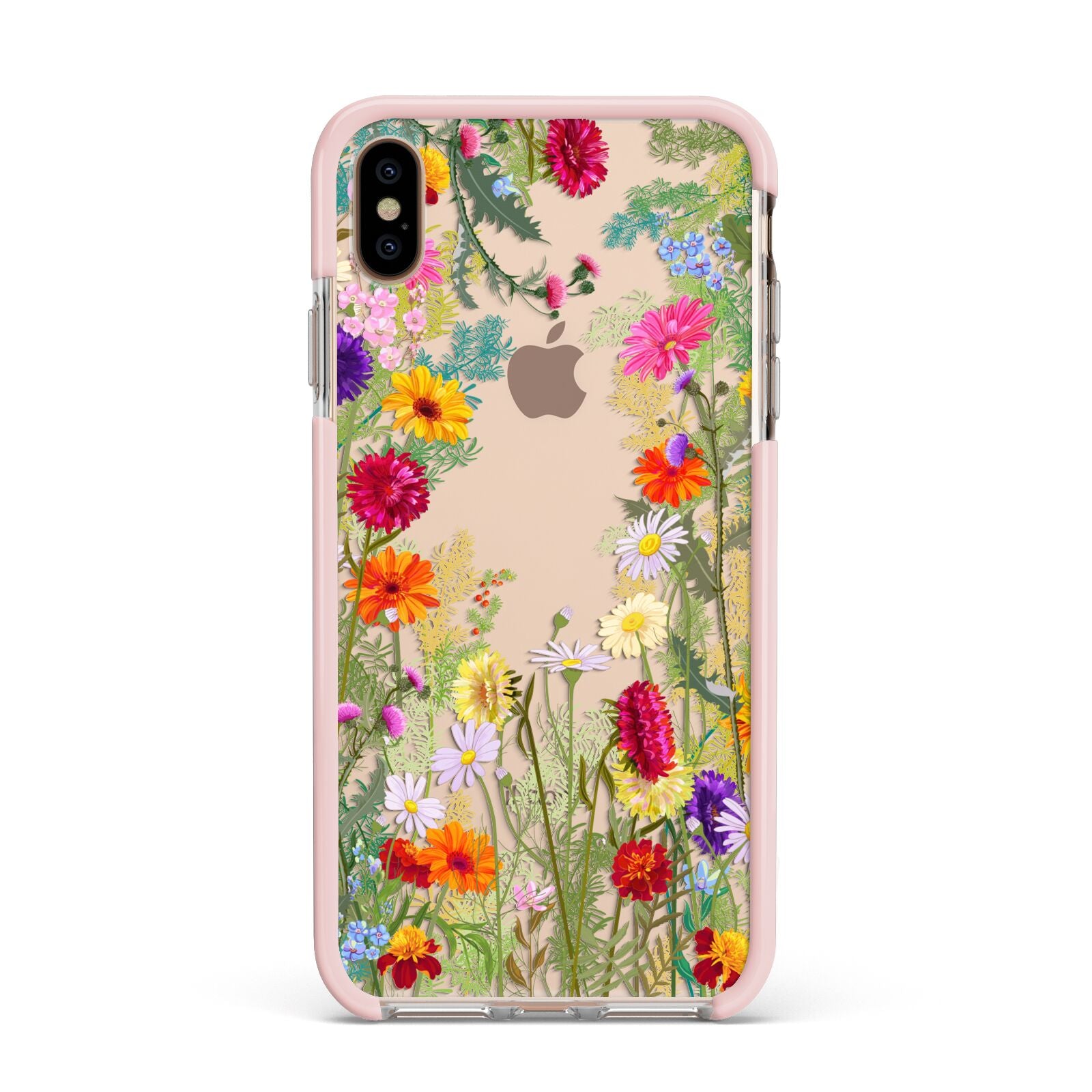 Wildflower Apple iPhone Xs Max Impact Case Pink Edge on Gold Phone