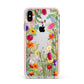 Wildflower Apple iPhone Xs Max Impact Case Pink Edge on Silver Phone