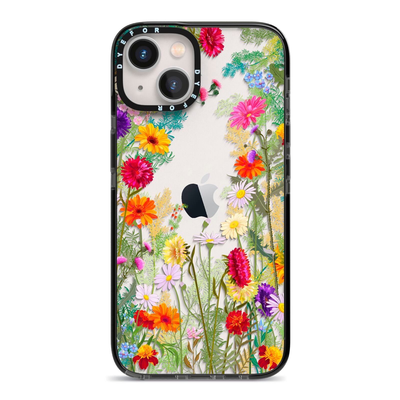 Wildflower iPhone 13 Black Impact Case on Silver phone