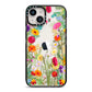 Wildflower iPhone 14 Black Impact Case on Silver phone
