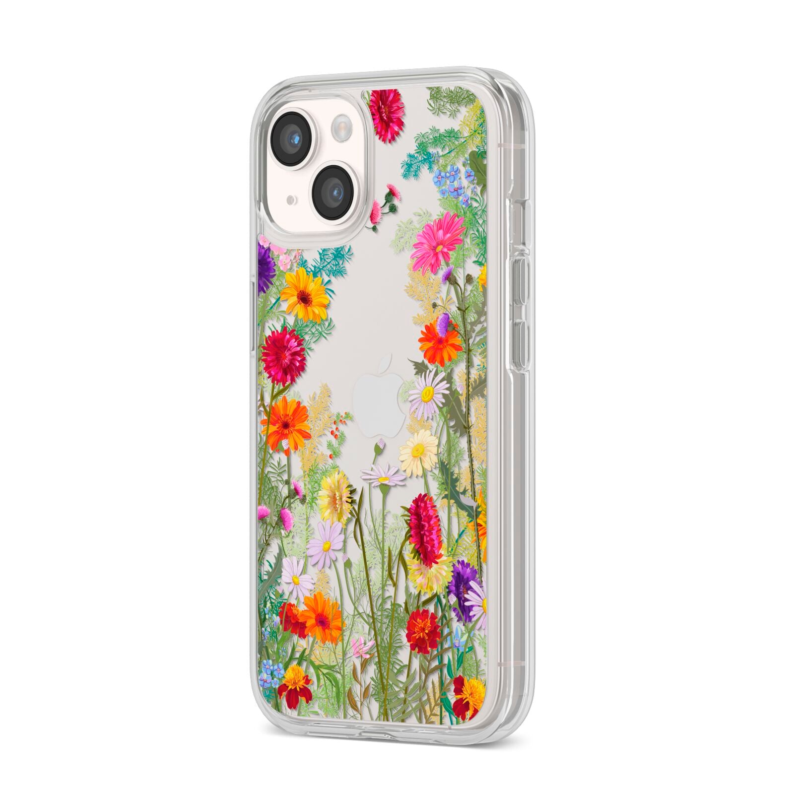 Wildflower iPhone 14 Clear Tough Case Starlight Angled Image