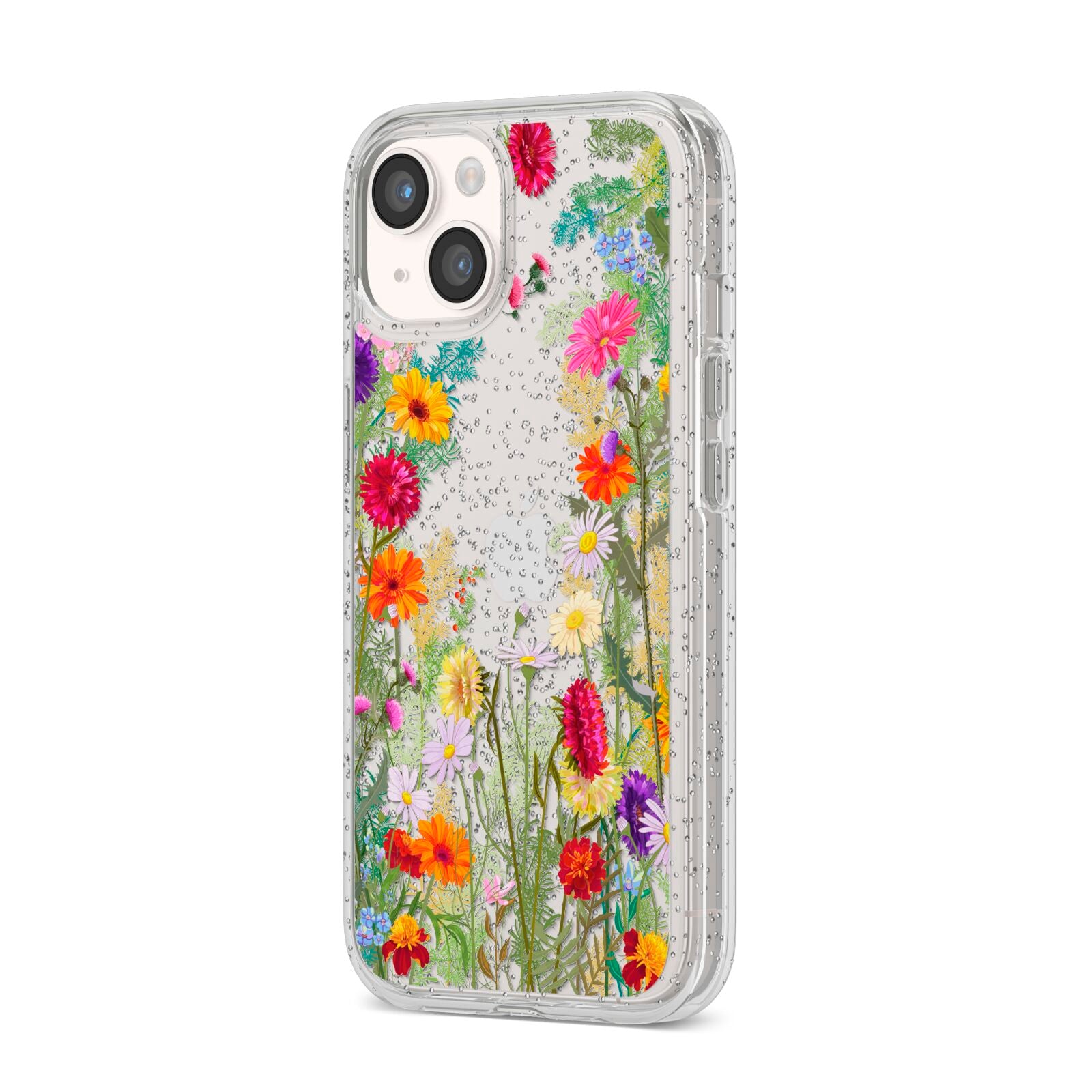 Wildflower iPhone 14 Glitter Tough Case Starlight Angled Image